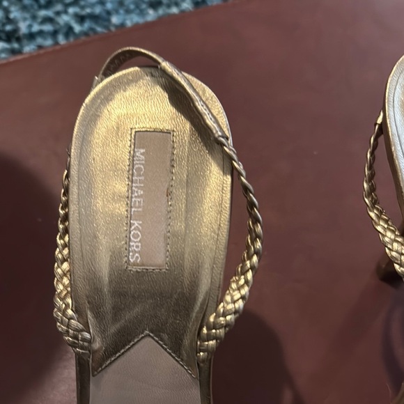 Michael Kors Leather Gold Heel Sandals - Picture 2 of 11